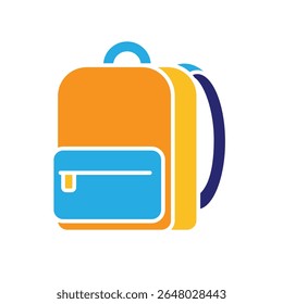 education icon. school. school bag or backpack with white background. smart, study, clever. flat design style