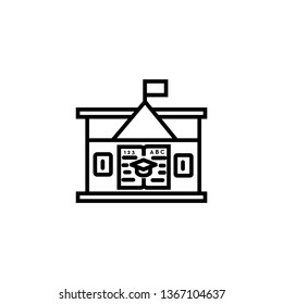 Education icon- school with the flag, education cap with the book vector symbol icon