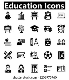 Education Icon set - 1 (Black series)