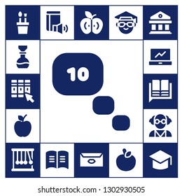  education icon set. 17 filled education icons.  Simple modern icons about  - Pencil case, Flask, Library, Thinking, Apple, Analytics, Language, Mad scientist, Momentum, Book