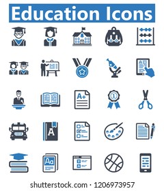 Education Icon set - 2 (Blue series)
