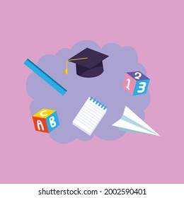 education icon set, to be used as banner template, campaign etc