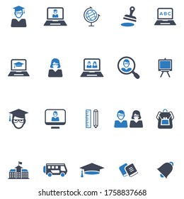 Education Icon Set (Blue Version)