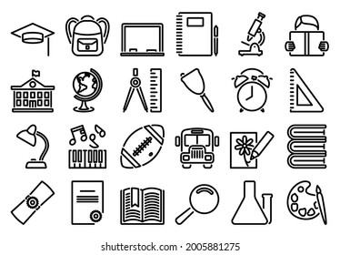 Education Icon Set. Bold outline design with editable stroke width. Vector Illustration.