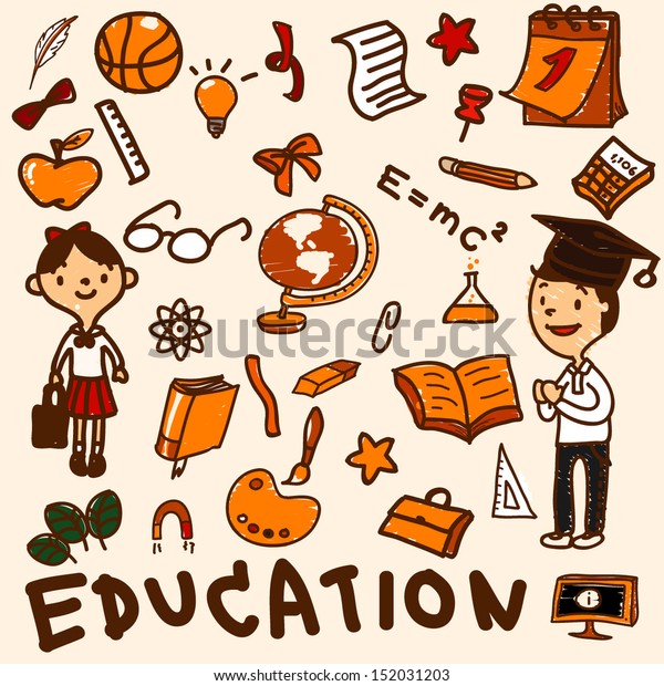 Education icon set\
cartoon, EPS10 vector\
format