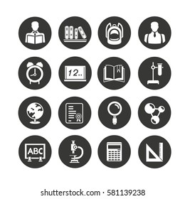 education icon set in circle buttons