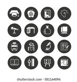education icon set in circle buttons