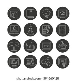 education icon set in circle buttons