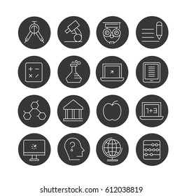 education icon set in circle buttons