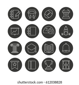 education icon set in circle buttons