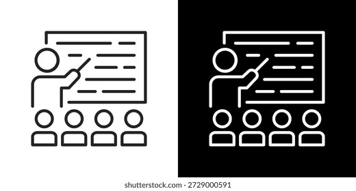 Education Icon Set. Clean Line Design With Light And Dark Versions For Versatile Use.