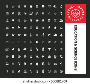 Education icon set, clean vector