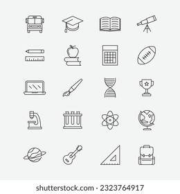 Education Icon Set Collection, Editable Simple Design, and Simple Illustration Elements