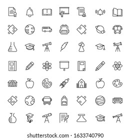 Education icon set. Collection of high quality outline web pictograms in modern flat style. Black Education symbol for web design and mobile app on white background. Line logo EPS10