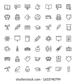 Education icon set. Collection of high quality outline web pictograms in modern flat style. Black Education symbol for web design and mobile app on white background. Line logo EPS10