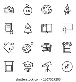 Education icon set. Collection of high quality outline web pictograms in modern flat style. Black Education symbol for web design and mobile app on white background. Line logo EPS10