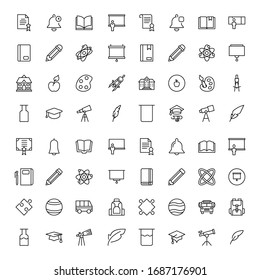 Education icon set. Collection of high quality outline web pictograms in modern flat style. Black Education symbol for web design and mobile app on white background. Line logo EPS10