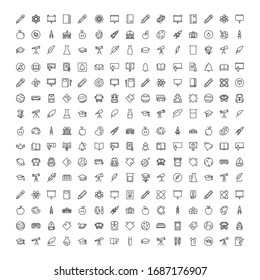 Education icon set. Collection of high quality outline web pictograms in modern flat style. Black Education symbol for web design and mobile app on white background. Line logo EPS10