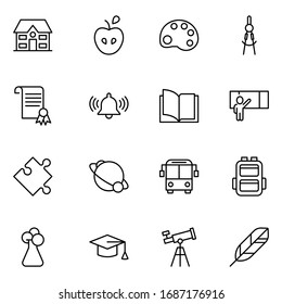 Education icon set. Collection of high quality outline web pictograms in modern flat style. Black Education symbol for web design and mobile app on white background. Line logo EPS10
