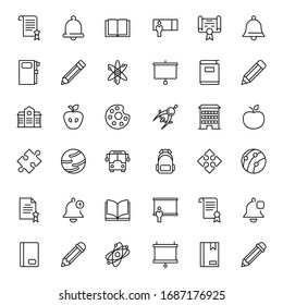 Education icon set. Collection of high quality outline web pictograms in modern flat style. Black Education symbol for web design and mobile app on white background. Line logo EPS10