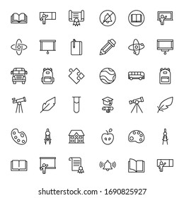 Education icon set. Collection of high quality outline web pictograms in modern flat style. Black Education symbol for web design and mobile app on white background. Line logo EPS10