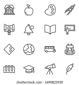 Education icon set. Collection of high quality outline web pictograms in modern flat style. Black Education symbol for web design and mobile app on white background. Line logo EPS10