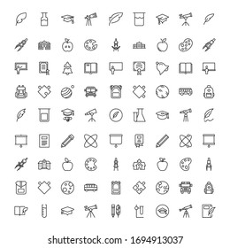 Education icon set. Collection of high quality outline web pictograms in modern flat style. Black Education symbol for web design and mobile app on white background. Line logo EPS10