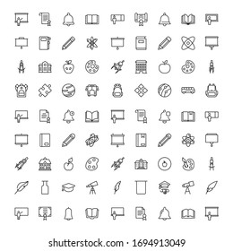 Education icon set. Collection of high quality outline web pictograms in modern flat style. Black Education symbol for web design and mobile app on white background. Line logo EPS10