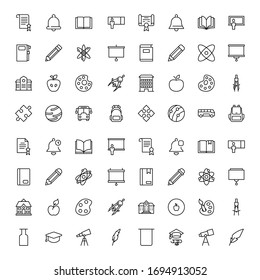 Conjunto de iconos de educación. Colección de pictogramas web de alta calidad en estilo plano moderno. Símbolo de educación negra para diseño web y aplicación móvil sobre fondo blanco. Logo de línea EPS10