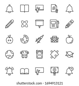 Education icon set. Collection of high quality outline web pictograms in modern flat style. Black Education symbol for web design and mobile app on white background. Line logo EPS10