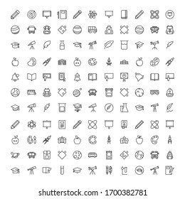 Education icon set. Collection of high quality outline web pictograms in modern flat style. Black Education symbol for web design and mobile app on white background. Line logo EPS10