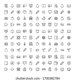 Education icon set. Collection of high quality outline web pictograms in modern flat style. Black Education symbol for web design and mobile app on white background. Line logo EPS10