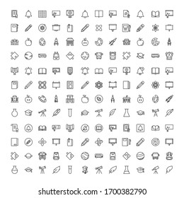 Education icon set. Collection of high quality outline web pictograms in modern flat style. Black Education symbol for web design and mobile app on white background. Line logo EPS10