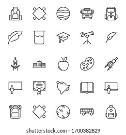 Education icon set. Collection of high quality outline web pictograms in modern flat style. Black Education symbol for web design and mobile app on white background. Line logo EPS10