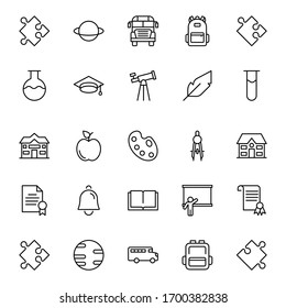 Education icon set. Collection of high quality outline web pictograms in modern flat style. Black Education symbol for web design and mobile app on white background. Line logo EPS10