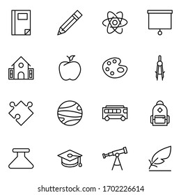 Education icon set. Collection of high quality outline web pictograms in modern flat style. Black Education symbol for web design and mobile app on white background. Line logo EPS10
