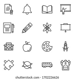 Education icon set. Collection of high quality outline web pictograms in modern flat style. Black Education symbol for web design and mobile app on white background. Line logo EPS10
