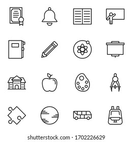 Education icon set. Collection of high quality outline web pictograms in modern flat style. Black Education symbol for web design and mobile app on white background. Line logo EPS10