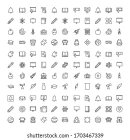 Education icon set. Collection of high quality outline web pictograms in modern flat style. Black Education symbol for web design and mobile app on white background. Line logo EPS10