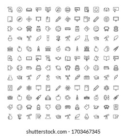 Education icon set. Collection of high quality outline web pictograms in modern flat style. Black Education symbol for web design and mobile app on white background. Line logo EPS10