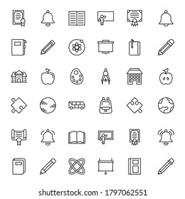 Education icon set. Collection of high quality outline web pictograms in modern flat style. Black Education symbol for web design and mobile app on white background. Line logo EPS10