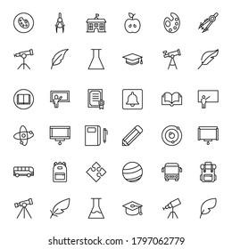 Education icon set. Collection of high quality outline web pictograms in modern flat style. Black Education symbol for web design and mobile app on white background. Line logo EPS10