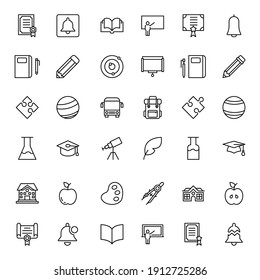 Education icon set. Collection of high quality outline web pictograms in modern flat style. Black Education symbol for web design and mobile app on white background. Line logo EPS10