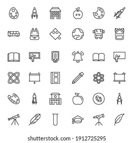 Education icon set. Collection of high quality outline web pictograms in modern flat style. Black Education symbol for web design and mobile app on white background. Line logo EPS10