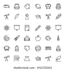 Education icon set. Collection of high quality outline web pictograms in modern flat style. Black Education symbol for web design and mobile app on white background. Line logo EPS10