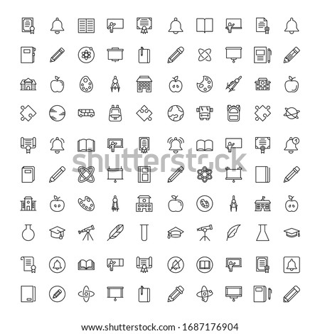 Education icon set. Collection of high quality outline web pictograms in modern flat style. Black Education symbol for web design and mobile app on white background. Line logo EPS10