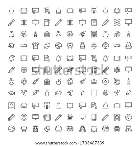Education icon set. Collection of high quality outline web pictograms in modern flat style. Black Education symbol for web design and mobile app on white background. Line logo EPS10