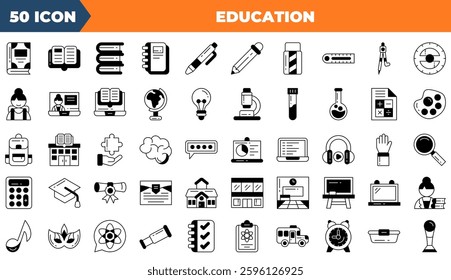 Education icon set. Containing knowledge, college, task list,and more. Duotone vector icons collection.