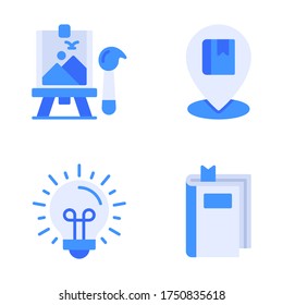 Education icon set = drawing art, pin book, lamp, book