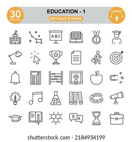 Education Icon Set. Editable Stroke.